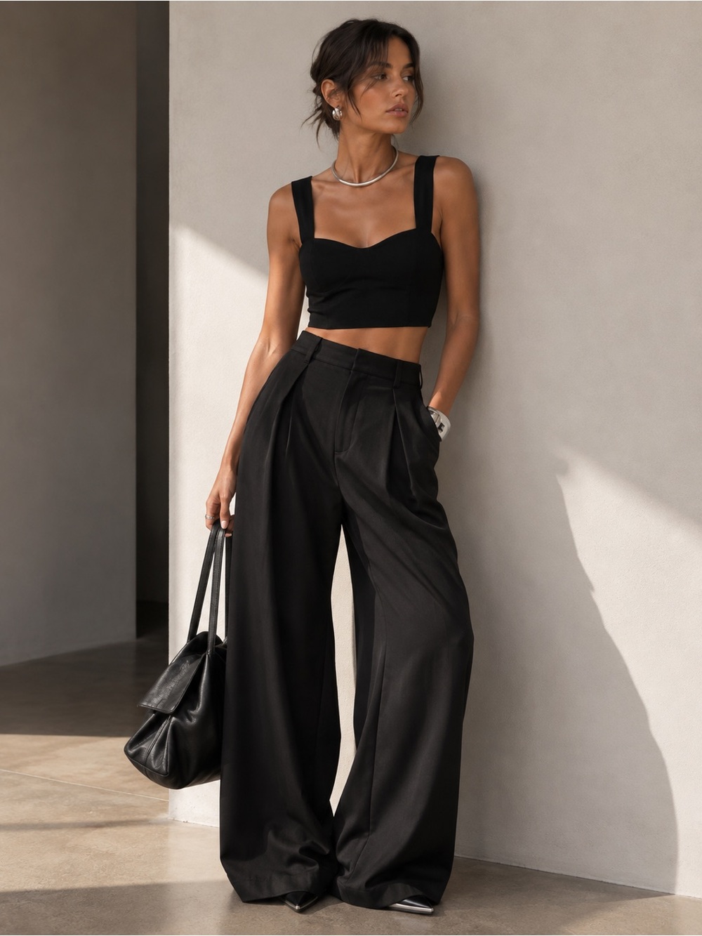 H&M Black Bustier Ribbed Top Size 6